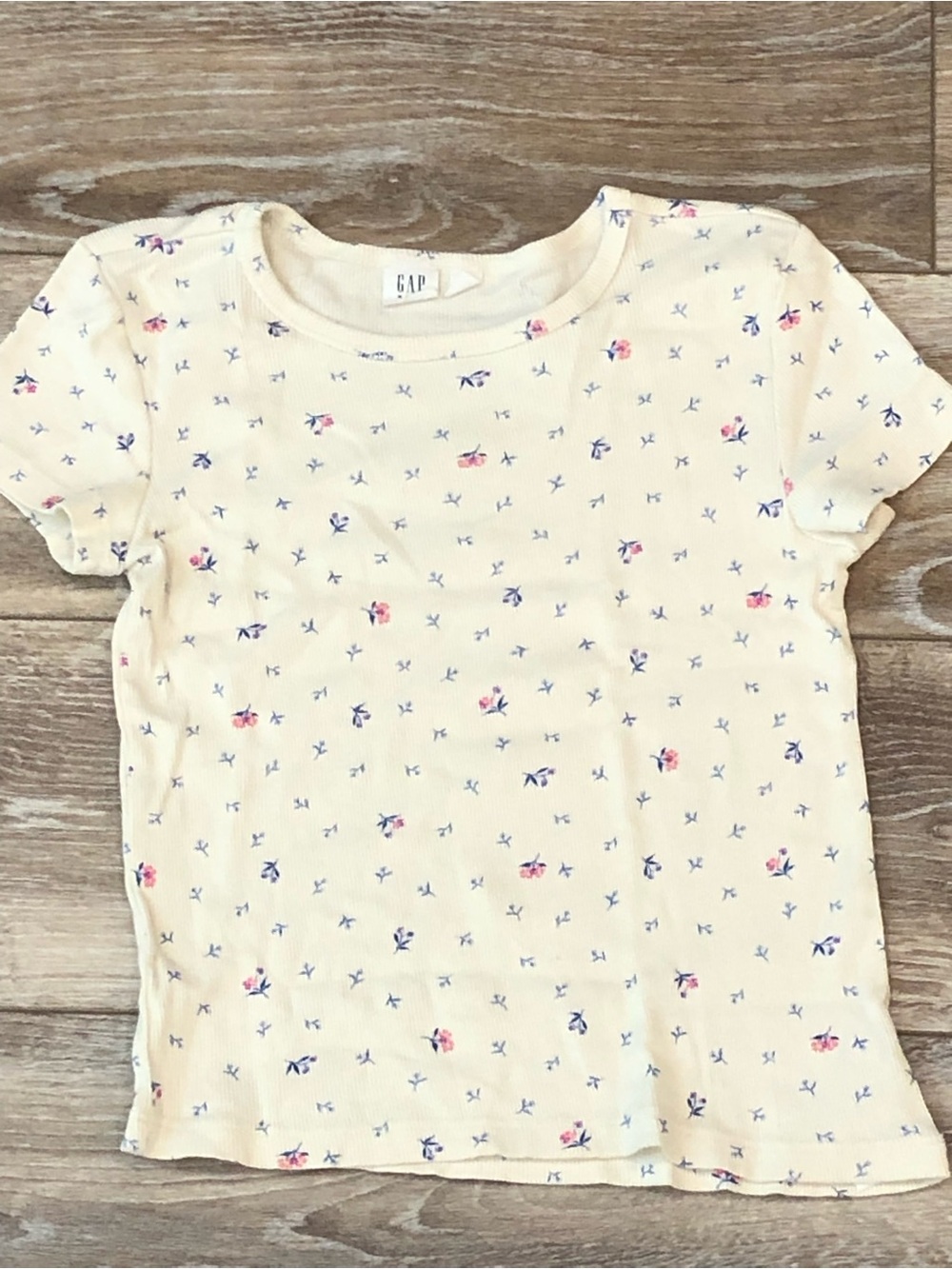 GAP Cream Short-Sleeve Tee with Pink & Blue Floral Print